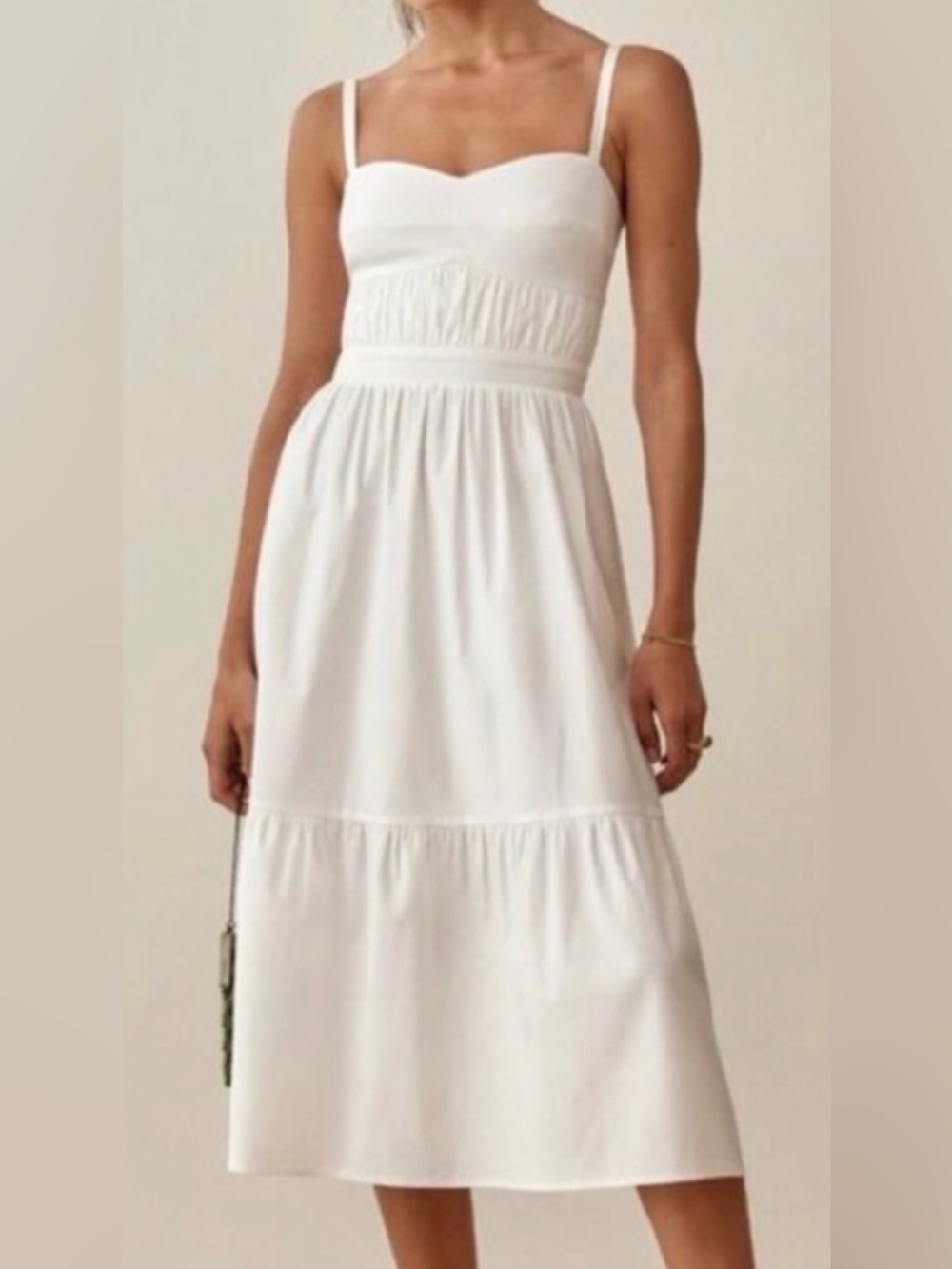 Reformation white tiered corset bustier dress